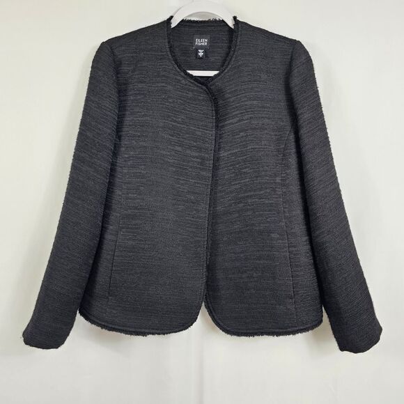 Eileen Fisher Open Front Tweed Jacket in Black - Size S - Picture 1 of 12